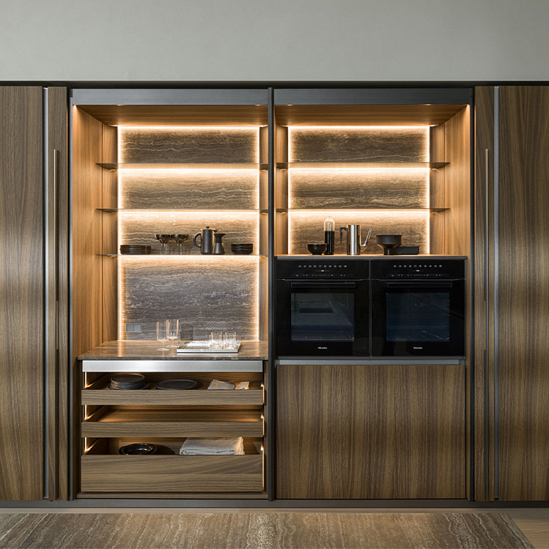 Кухонный гарнитур из дерева и камня с раздвижными дверцами OPERATING COLUMN 2.0 Dada Engenereed Kitchen Коричневый Серый Графит Кухонный гарнитур из дерева и камня с раздвижными дверцами OPERATING COLUMN 2.0 Dada Engenereed Kitchen Коричневый Серый Графит в Рязани | Loft Concept