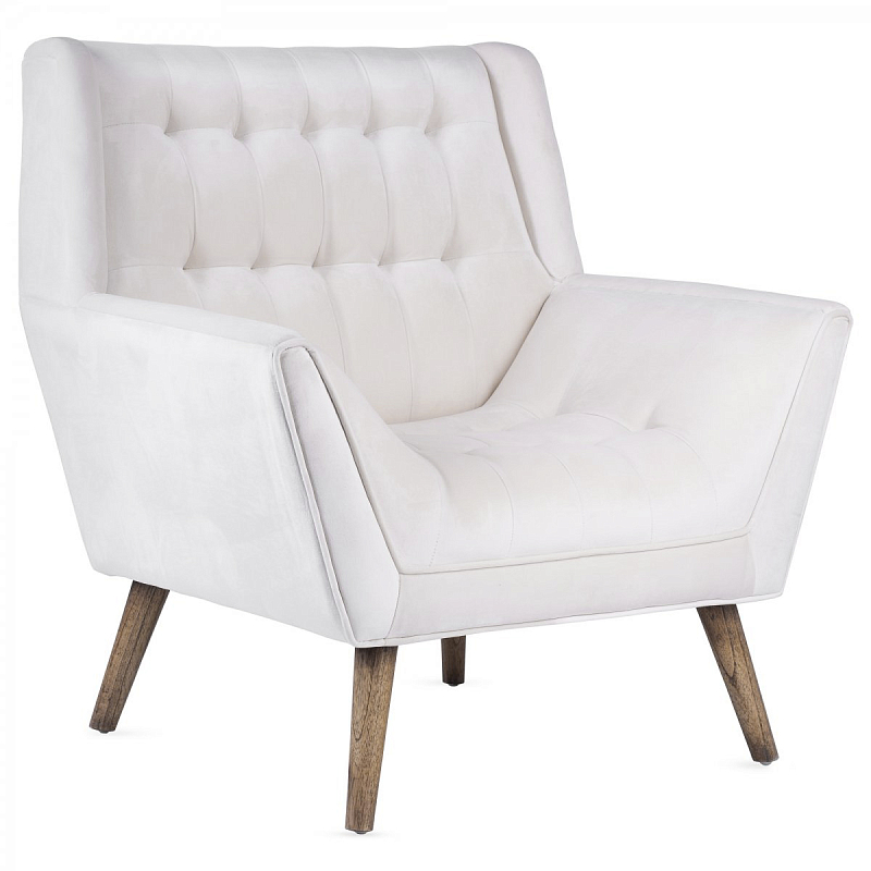 Кресло Danish Modern Armchair Tufted Accent белый велюр ivory ( слоновая кость ) Кресло Danish Modern Armchair Tufted Accent белый велюр ivory ( слоновая кость ) в Рязани | Loft Concept