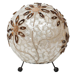 Настольная лампа из перламутра на металлическом каркасе Indonesian Ball варинант исполнения - 3 | Loft Concept в Рязани