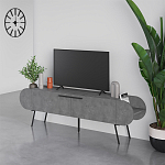 ТВ-тумба серая с 2-мя откидными дверцами и 2-мя открытыми полками CAPSULE TV STAND RETRO GREY варинант исполнения - 3 | Loft Concept в Рязани