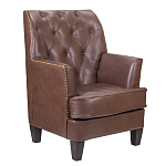 Кресло из натуральной кожи c мягкими подлокотниками на 4-х деревянных ножках из массива бука Joseph Armchair brown варинант исполнения - 1 | Loft Concept в Рязани