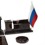 Настольный письменный набор с часами из природного камня обсидиана  Gift for Manager варинант исполнения - 5 | Loft Concept в Рязани