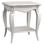 Стол журнальный белый из массива бука с полкой в стиле прованс White Provence варинант исполнения - 2 | Loft Concept в Рязани