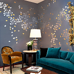 Обои ручная роспись Gingko Colourway SC-98 on Gun Metal dyed silk варинант исполнения - 1 | Loft Concept в Рязани