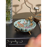 Блюдо из голубого фарфора с бронзовой птичкой Blue Garden варинант исполнения - 4 | Loft Concept в Рязани