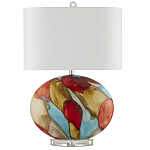 Настольная лампа разноцветная с овальным тканевым абажуром Abstraction варинант исполнения - 4 | Loft Concept в Рязани