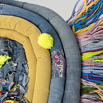 Ковер разноцветный из джинсовой одежды и армейских палаток Upcycling варинант исполнения - 4 | Loft Concept в Рязани