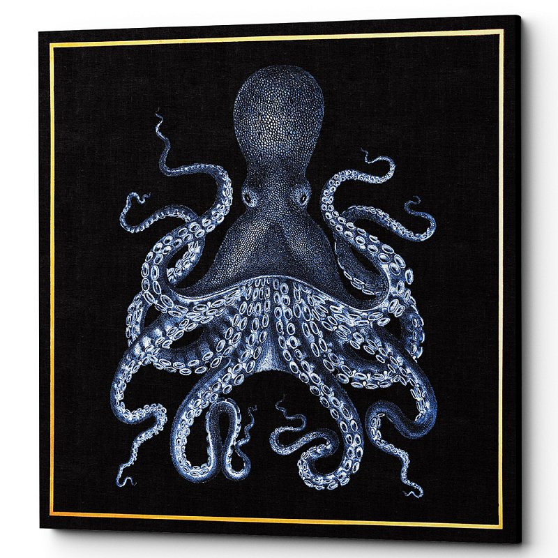 Постер Blue Octopus Poster 2 Черный Морская синь в Рязани | Loft Concept 
