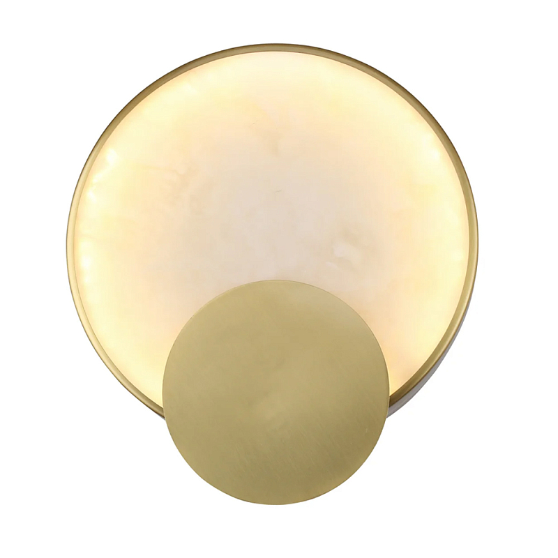 Бра в форме диска из бежевого алебастра Cryptocrystalline Stone Латунь Бежевый в Рязани | Loft Concept 