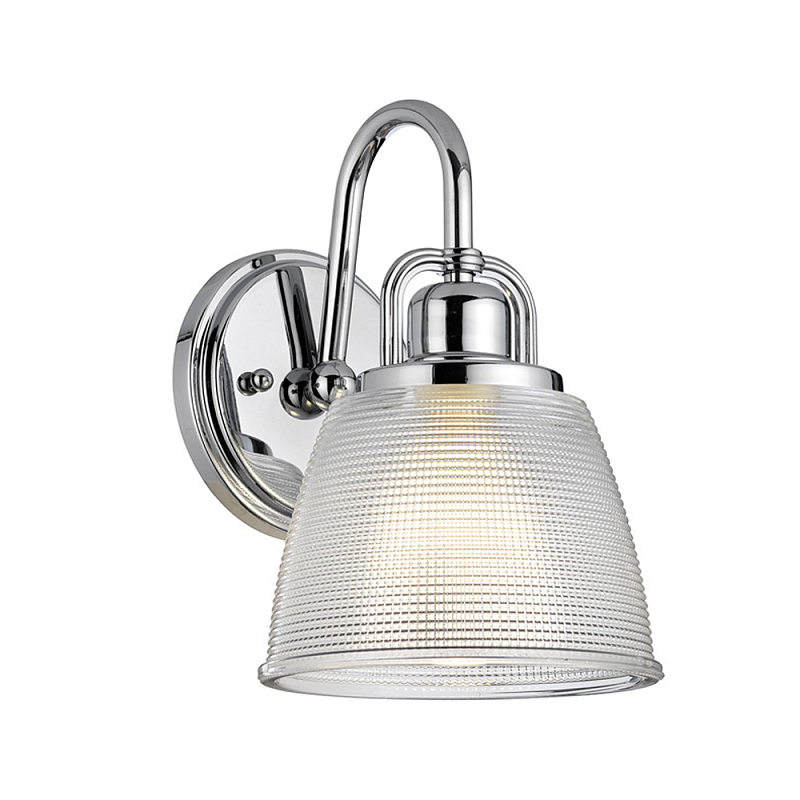 Бра с прозрачным рифленым плафоном в форме колокола Quoizel Хром Прозрачное Стекло в Рязани | Loft Concept 