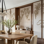 Обои с вышивкой ручной работы Deco Wisteria ﻿Midas colourway on Liso Pearl wool sateen варинант исполнения - 2 | Loft Concept в Рязани