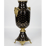 Ваза черного цвета из фарфора с золотистым узором и бронзовыми элементами Eden Garden porcelain and bronze варинант исполнения - 1 | Loft Concept в Рязани