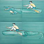 Плитка с узором Крокодил байдарочник варинант исполнения - 2 | Loft Concept в Рязани