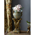 Ваза голубого цвета из фарфора с золотым растительным орнаментом и бронзовыми фигурками женщин Eden Garden porcelain and bronze варинант исполнения - 7 | Loft Concept в Рязани