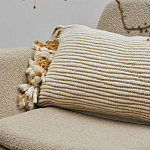 Чехол на подушку горчичного цвета с бахромой и объемным узором Ethnic mix варинант исполнения - 5 | Loft Concept в Рязани