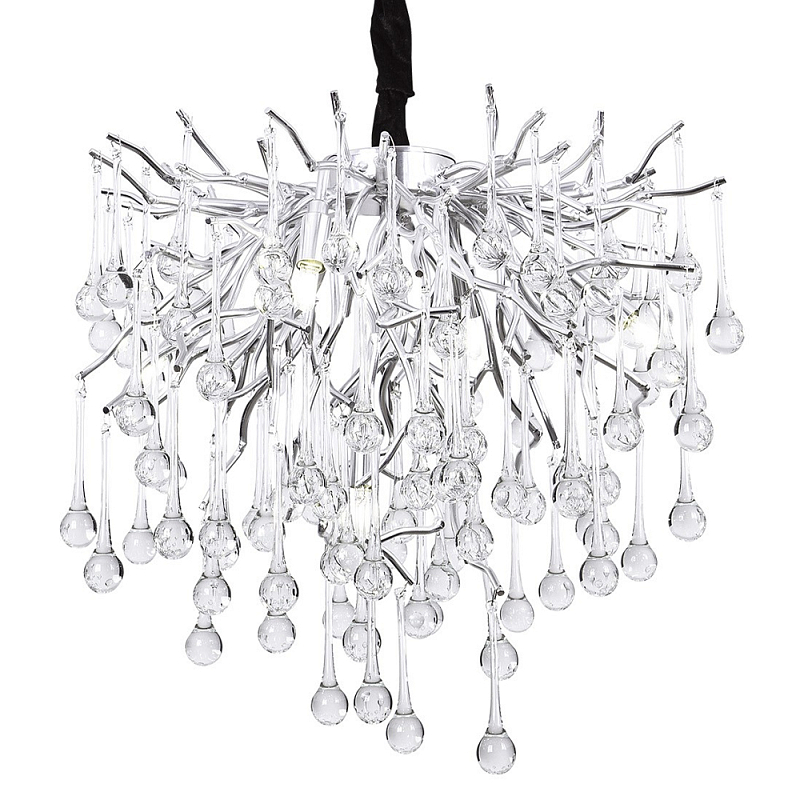 Люстра с хрустальными подвесками капли серебро Droplet Silver Chandelier 5 Серебряный Прозрачное Стекло в Рязани | Loft Concept 