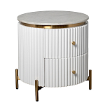 Тумбочка белая круглая с мраморной столешницей Thoroughbass варинант исполнения - 4 | Loft Concept в Рязани