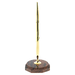 Ручка шариковая металлическая на восьмиугольной подставке из натурального камня Обсидиан Metal Stone Pens варинант исполнения - 1 | Loft Concept в Рязани