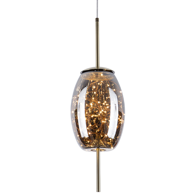 Подвесной светильник с гирляндой внутри стеклянного плафона Garland Glass Hanging Lamp Дымчатый (Smoke) Латунь Подвесной светильник с гирляндой внутри стеклянного плафона Garland Glass Hanging Lamp Дымчатый (Smoke) Латунь в Рязани | Loft Concept