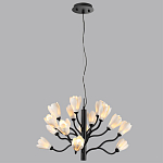 Люстра подвесная черного цвета с ветвями и белыми фарфоровыми цветами Floralis варинант исполнения - 5 | Loft Concept в Рязани