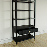 Стеллаж Elsa Dreams Black со стеклянными полками и ящиком варинант исполнения - 3 | Loft Concept в Рязани