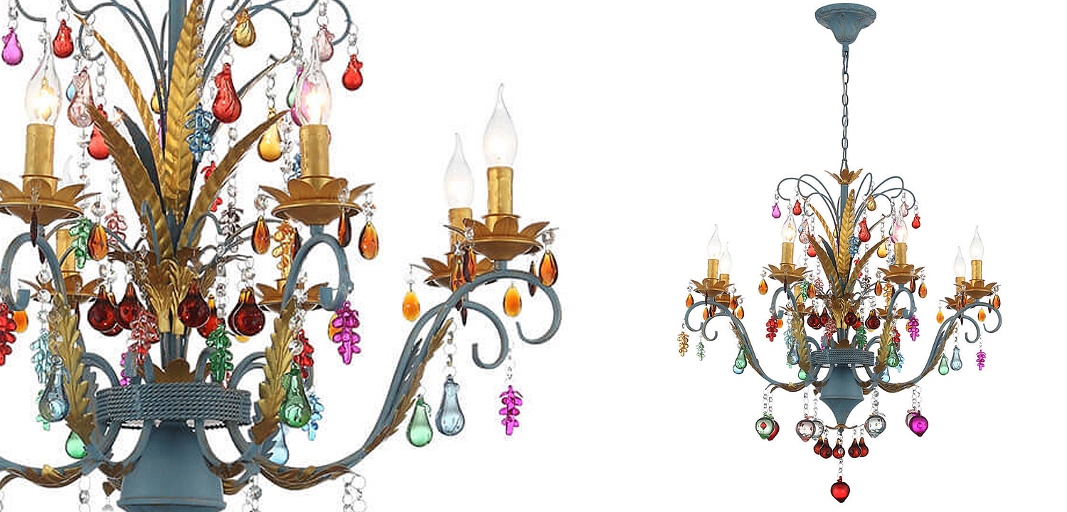 Люстра Colored Glass Pendant Chandelier 65 Люстра Colored Glass Pendant Chandelier 65 - Loft-Concept в Рязани