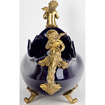 Чаша темно-синяя фарфоровая с бронзовыми ручками в виде ангелов Eden Garden варинант исполнения - 2 | Loft Concept в Рязани