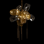 Люстра подвесная со стеклянными плафонами из дымчатого и золотистого с шестью вертикальными подвесками Gilded Mirage  варинант исполнения - 8 | Loft Concept в Рязани