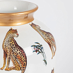 Ваза белая овальная с рисунком леопардов и золотыми акцентами LEOPARD Collection варинант исполнения - 1 | Loft Concept в Рязани
