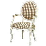 Стул с подлокотниками и круглой спинкой  Checkered Upholstery Chair обивка в клетку варинант исполнения - 1 | Loft Concept в Рязани