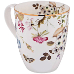 Кружка белая из фарфора с рисунком цветов 400 мл Garden Whisper Porcelain Set  варинант исполнения - 1 | Loft Concept в Рязани