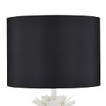 Настольная лампа с декором в виде белого цветка магнолии на каркасе и черным абажуром White Magnolia варинант исполнения - 2 | Loft Concept в Рязани