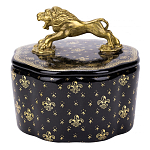 Шкатулка черного цвета с крышкой с фигуркой льва Eden Garden варинант исполнения - 1 | Loft Concept в Рязани