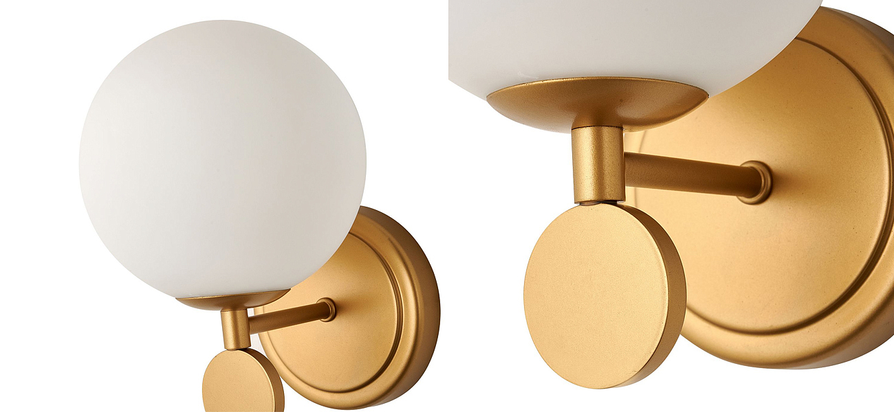 Бра с белым круглым плафоном Glowing Clouds Gold Бра с белым круглым плафоном Glowing Clouds Gold - Loft-Concept в Рязани