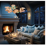 Люстра круглая на золотом каркасе с цветочным декором Miscellaneous herbs варинант исполнения - 6 | Loft Concept в Рязани