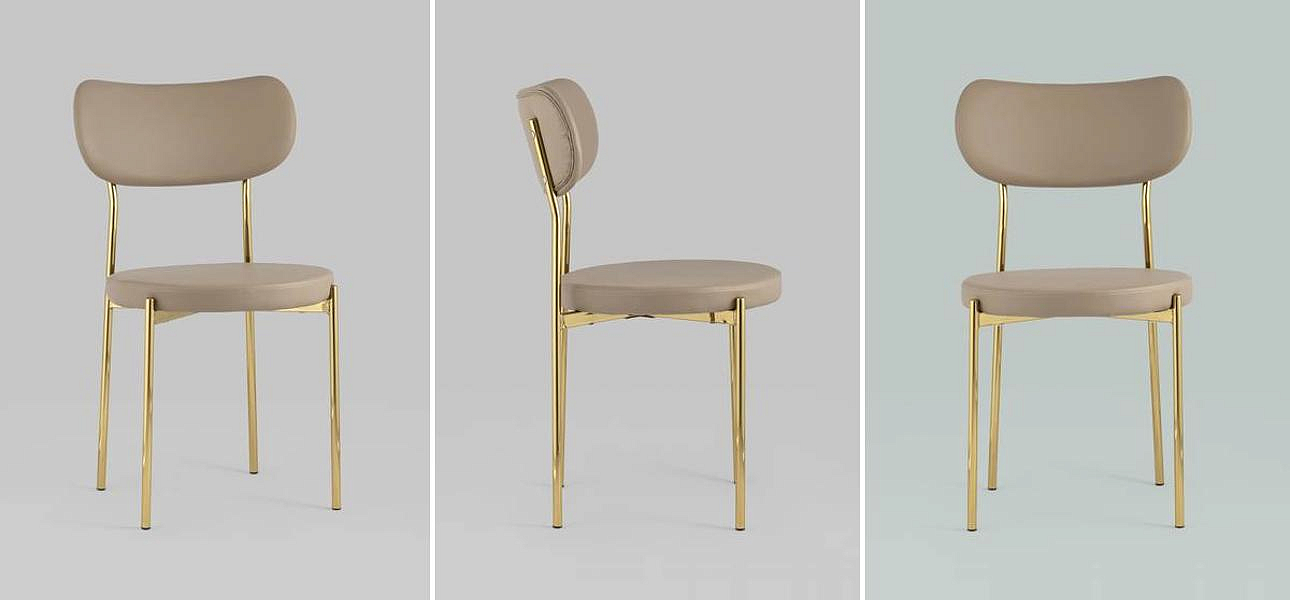 Стул Alfie Chair Золотые ножки Бежевая Экокожа Стул Alfie Chair Золотые ножки Бежевая Экокожа - Loft-Concept в Рязани