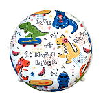 Пуф детский круглый с принтом на 4-х белых ножках Dinosaurs CHILDHOOD варинант исполнения - 2 | Loft Concept в Рязани