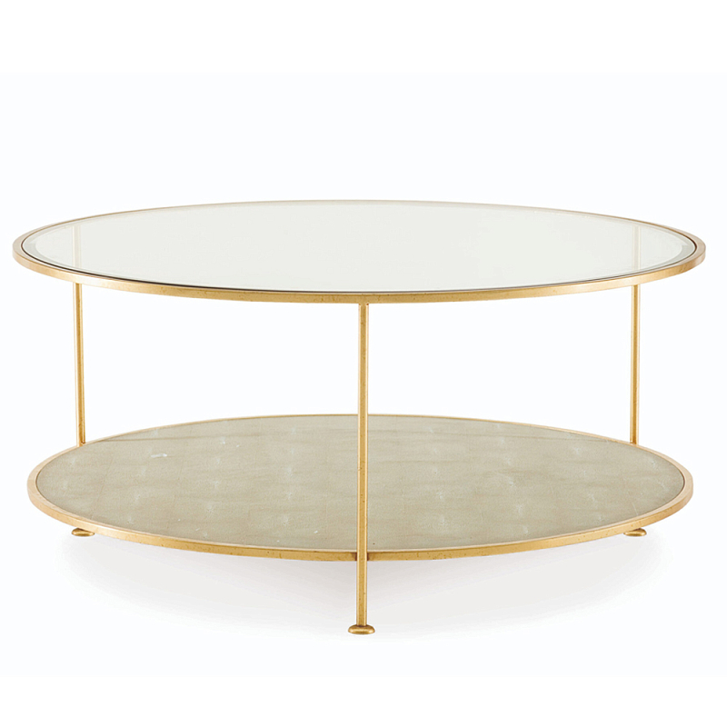 Кофейный стол круглый с полкой на 3-х ножках Round Textured Coffee Table Золотой Бежевый Прозрачное Стекло Кофейный стол круглый с полкой на 3-х ножках Round Textured Coffee Table Золотой Бежевый Прозрачное Стекло в Рязани | Loft Concept