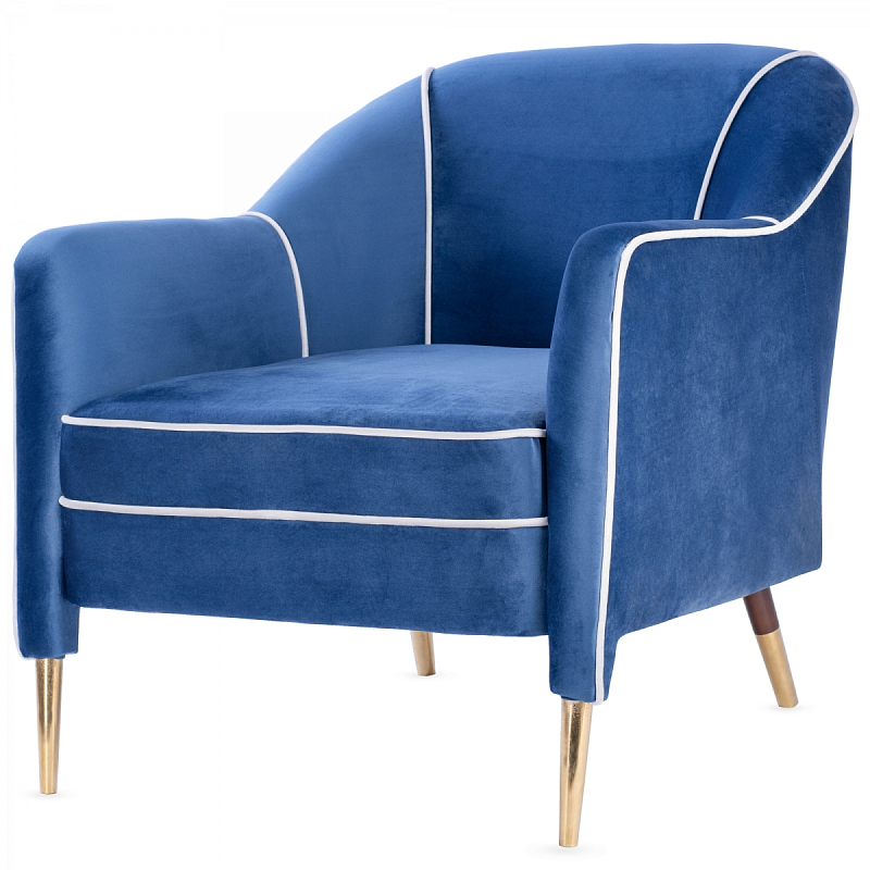 Кресло Gio Ponti Unique Armchair Латунь Синий Коричневый Кресло Gio Ponti Unique Armchair Латунь Синий Коричневый в Рязани | Loft Concept