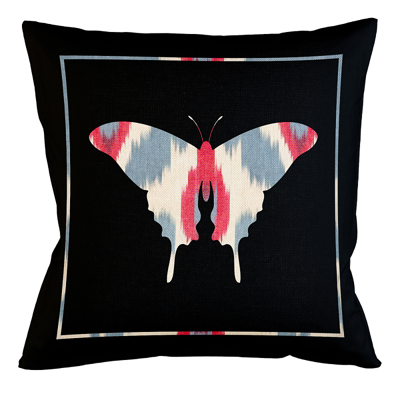 Подушка декоративная бабочка с узором красного и серого цвета Ikat Pattern Синий Бежевый Черный Зеленый Подушка декоративная бабочка с узором красного и серого цвета Ikat Pattern Синий Бежевый Черный Зеленый в Рязани | Loft Concept