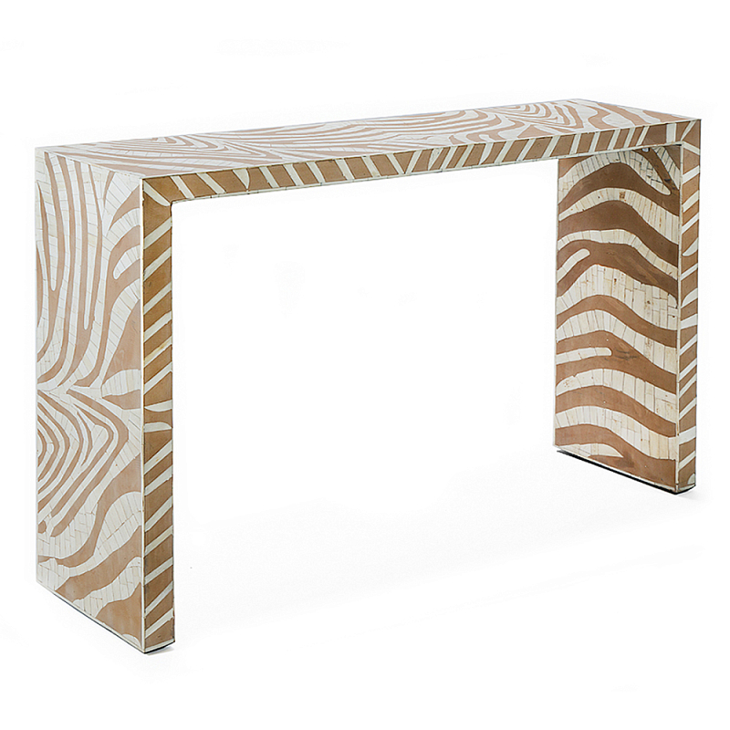 Консоль Дизайнерская Kenya Console ZEBRA Bone Inlay Beige ivory ( слоновая кость ) Бежевый в Рязани | Loft Concept 