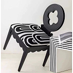 Дизайнерский стул с круглой деревянной спинкой Black and White Clover варинант исполнения - 6 | Loft Concept в Рязани