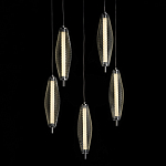 Люстра круглая каскадня с 5-ю плафонами из металлической сетки Mesh Lampshade Lighting варинант исполнения - 3 | Loft Concept в Рязани