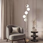 Торшер на золотом основании с 5-ю белыми шарообразными плафонами Bubble варинант исполнения - 4 | Loft Concept в Рязани