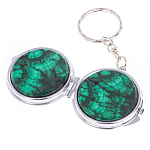 Зеркало брелок карманное двухстороннее из натурального камня Малахит Stone Mirrors варинант исполнения - 5 | Loft Concept в Рязани