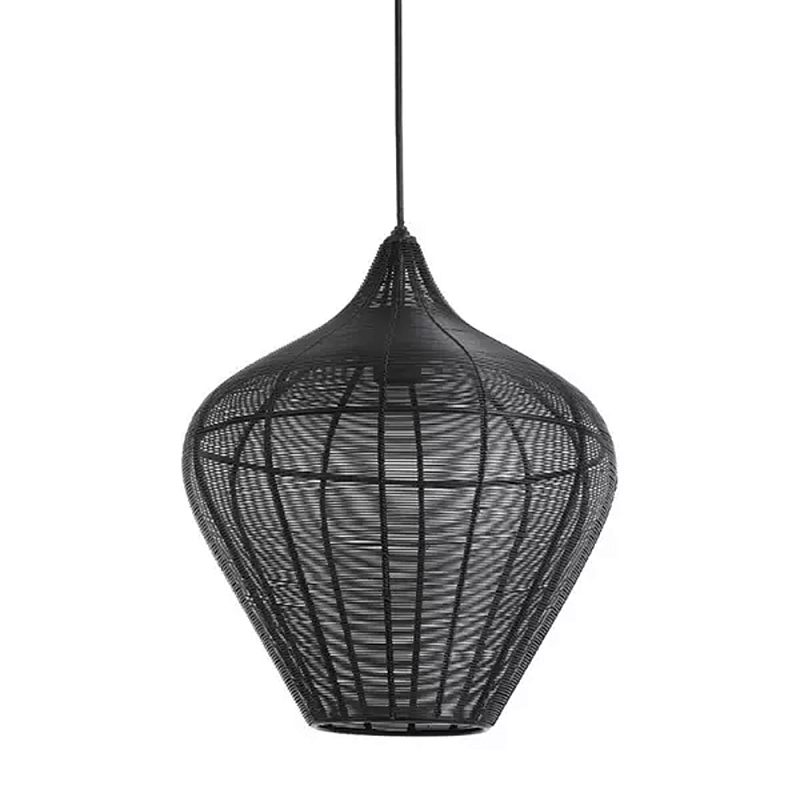Подвесной светильник в форме купола с плетеным металлическим абажуром Wicker Iron Lamp Черный Подвесной светильник в форме купола с плетеным металлическим абажуром Wicker Iron Lamp Черный в Рязани | Loft Concept