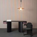 Дизайнерский письменный стол овальной формы с 2-мя выдвижными ящиками по бокам Parsec варинант исполнения - 1 | Loft Concept в Рязани