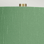 Настольная лампа с белым фигурным основанием на латунном основании и зеленым тканевым конусным абажуром Elstead Lighting варинант исполнения - 2 | Loft Concept в Рязани