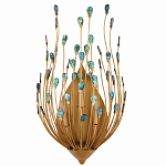 Бра настенное золотое с декором из бирюзовых элементов Peacock Tail варинант исполнения - 3 | Loft Concept в Рязани