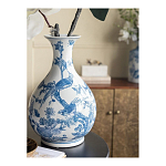 Ваза с мотивами цветущего сада с попугаями Blue Vase Inspired by Nature варинант исполнения - 6 | Loft Concept в Рязани